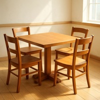 Table d'extérieur en teck massif, table de jardin d'Indonésie, ensemble de meubles de restaurant, table carrée, quatre chaises, table de café