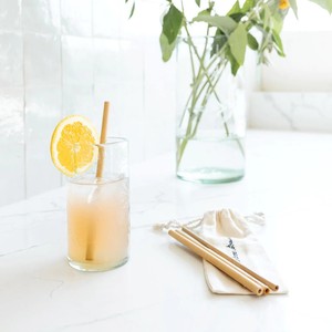 Pailles en bambou avec brosse de nettoyage, sacs en coton avec logo personnalisé, ensemble de pailles en bambou avec nettoyeur de poils en fibre de coco - Product Image 6