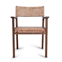 Chaise de salle à manger minimaliste moderne en teck massif avec corde et osier, pour la maison, le bureau, l'hôtel, la villa, l'appartement, la cuisine