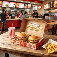 Grande boîte à hamburger, grand contenant à burger, boîte en papier kraft extra profonde avec revêtement résistant à la graisse