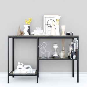 Minimalist 3-Tier <b>Console</b> <b>Table</b> in Unique Brown Wood Finish for Entry Villa Living Room Hotel Bedroom CST012 - Product Image 2