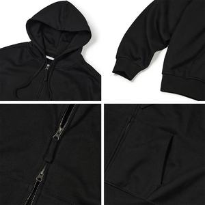 Custom Logo Front Oversized Heavyweight Full <b>Zip</b> <b>Hoodie</b> Men's 100% Cotton Quick Dry <b>Pocket</b> Winter Streetwear Wholesale - Product Image 4