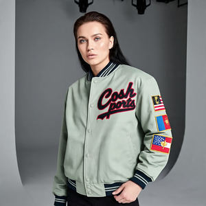 Chaqueta universitaria con bordado de chenilla de cuero personalizada para hombre, chaqueta Bomber universitaria con letras de retazos para ropa informal - Product Image 5