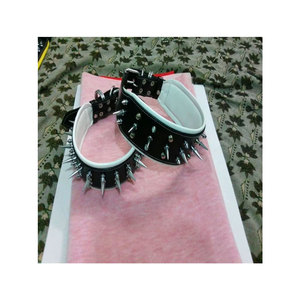 ปลอกคอสุนัขหนังแท้อินเดียคุณภาพพรีเมี่ยมสไตล์หรูหราพิมพ์ลายสุดหรูริบบิ้นกระดุมเงินสำหรับสุนัขเดิน - Product Image 5