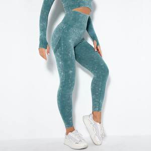 Nouveauté Pantalons de yoga sexy en tricot délavé leggings de sport pour femmes - Product Image 6