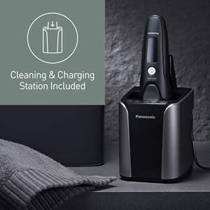 Rasoir électrique rechargeable 5 lames pour hommes, utilisation humide et sèche, étanche IPX7 avec tête multi-flex, nettoyage automatique, support de charge inclus - Product Image 4