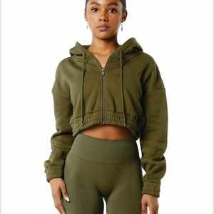 2025 nouveau hiver pull à capuche ample coton épais sweats à capuche femmes haut court conception fabrication - Product Image 2