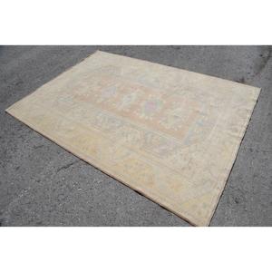 พรมตุรกี, พรมขนาดใหญ่ 5.6x7.9 ฟุต, พรมวินเทจลายพรางสีเบจทำจากขนสัตว์ - Product Image 2