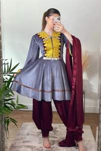 Nouvelles robes décontractées afghanes Salwar Kameez brodées à la main pour femmes, de haute qualité, en soie filet, prix de gros 2025 - Product Image 6