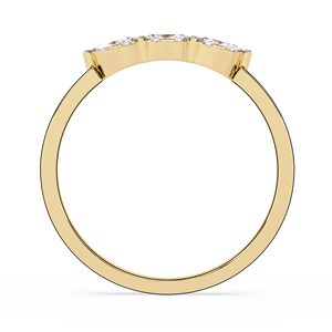 Bague de fiançailles et alliance en diamant naturel taille marquise antique avec trois pierres latérales en forme de trapèze, bijoux fins - Product Image 5