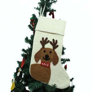 Chaussette de Noël en feutre de laine avec motif de chèvre - Chaussette de Noël en feutre de laine avec motif de chèvre personnalisé - Chaussette de Noël en feutre de laine de qualité supérieure - Product Image 4