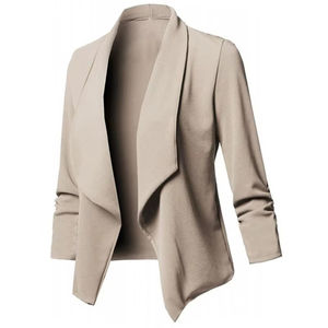 Blazer liso tejido con un solo botón para mujer con logotipo personalizado, ajustado, de manga larga, para ropa informal formal 2026 - Product Image 2