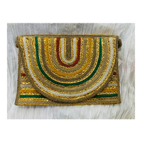 Aksesori Fashion India kualitas tinggi tas dompet Clutch wanita Jute buatan tangan manik-manik cangkang rumbai katun Harga terbaik ritsleting