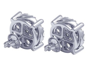Boucles d'oreilles en argent sterling de qualité supérieure avec diamant rond pour femmes - Product Image 4