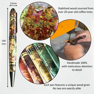 Bolígrafo de Madera Estabilizada de Primera Calidad Hecho a Mano con Ancho de Escritura de 0.7 mm, Regalo Empresarial, Recuerdo de Boda, Colección Zafiro - Product Image 6