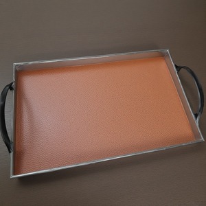 Bandeja de cuero contemporánea con estructura duradera y acabado Premium elaborado para versatilidad decorativa y soluciones funcionales - Product Image 3