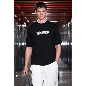 T-shirt pour homme GRIMELANGE ROUGH 100% coton biologique avec détails imprimés et bordures contrastées, coupe classique - Product Image 4
