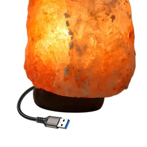 Sel de l'Himalaya sculpté à la main lampes Usb Base en bois décoration de chambre lampes à sel Base en bois naturel lampe de décoration de chambre - Product Image 6