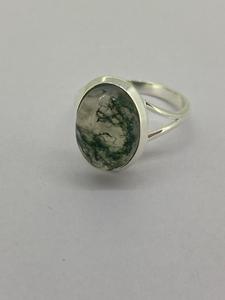 Women's 925 Sterling Silver <b>Ring</b> Fine Jewelry with Oval Natural Green <b>Moss</b> <b>Agate</b> Gemstone for Wedding or Valentine's Day Gift - Product Image 5