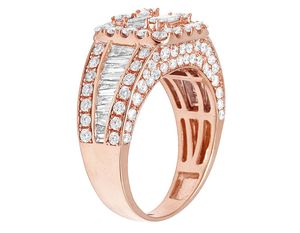 Elegante anillo de diamante cultivado en laboratorio de oro rosa de 10K con cortes redondos y baguette Iced Out Luxury Men Jewelry - Product Image 3