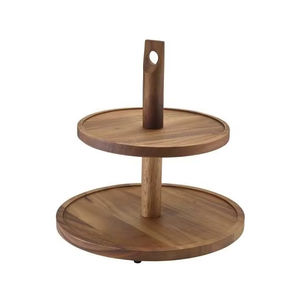 ชั้นวางเสิร์ฟไม้ทำมือ 2 ชั้น พร้อมหูจับแบบเจาะรู ชิ้นงานสวยงาม เหมาะสำหรับตกแต่งบ้าน งานเฉลิมฉลอง และเป็นของขวัญ - Product Image 1