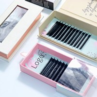 Venta al por mayor de bandejas individuales de pestañas postizas negras mate personalizadas, hechas a mano, para extensión de pestañas de volumen, veganas, libres de crueldad animal, de cachemira.