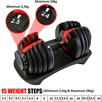 Haltères réglables de 5 lb à 52,5 lb, ensemble d'haltères réglables de 24 kg pour le sport