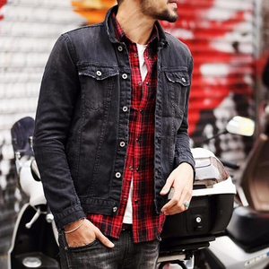 Vestes en jean pour hommes, style vintage, ample, surdimensionnée, imprimées numériquement sur toute la surface et en noir, service OEM - Product Image 6