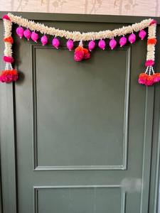 Toran floral de jazmín para Eid Onam Pongal Ganesh Chaturthi flor de caléndula festiva Bandarwal decoración del hogar puerta cenefa colgante de pared - Product Image 3