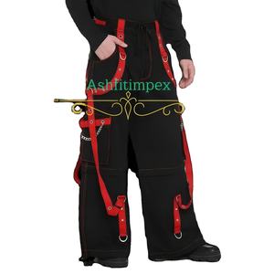 กางเกงขายาวสไตล์โกธิคพังก์ร็อกสำหรับผู้ชายและผู้หญิง เอวกลาง แต่งแถบข้าง ดีไซน์ทันสมัย ระบายอากาศได้ดี เป็นมิตรกับสิ่งแวดล้อม ผลิตจากผ้าฝ้าย 100% พร้อมซิปถอดได้ - Product Image 6