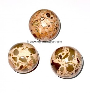 Vente en gros sphère de jaspe en peau de léopard naturel Fanshi boule de pierres précieuses en cristal poli pour la décoration intérieure Feng Shui cadeaux d'artisanat de guérison - Product Image 1