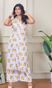 Premium Sleeveless Inbox Print cotton <b>Kurti</b> for Festive Ethnic Outfit for Wedding Eid & Party Fashion - Product Image 3