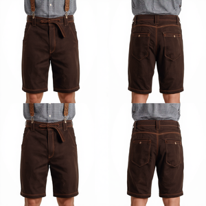 Pantalones Cortos Bávaros de Gamuza Oscura Premium para Hombre, Pantalones Cortos de Cuero Tradicionales Bordados para Oktoberfest, Fabricante de Ropa OEM - Product Image 3