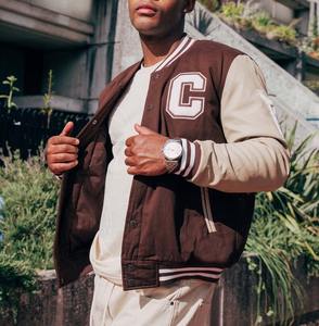 OEM Custom 100% <b>Wool</b> Embroidery Lettermen Vintage Varsity Jacket Unisex Printed Cotton Filling Knitted <b>Fabric</b> for Men - Product Image 3