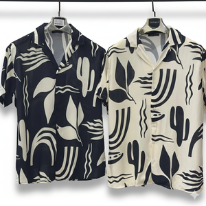 Camisa de Manga Corta con Estampado Floral para Hombre, Corte Relajado, Cuello Camp Collar, Estilo Casual, Diseño Elegante para Vacaciones de Verano en la Playa - Product Image 5