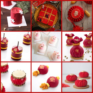 Trung Quốc năm mới fondant khuôn mẫu Trung Quốc hôn Cá Chép Firecracker couplet đèn lồng Mô hình Silicone KHUÔN CUPCAKE - Product Image 2