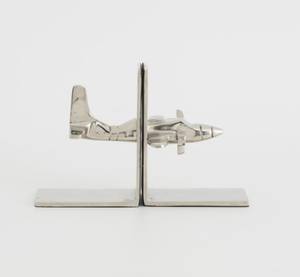 Argent aluminium avion serre-livres paire étagère décor aéronautique métal serre-livres maison bureau bibliothèque décor idées cadeaux - Product Image 1