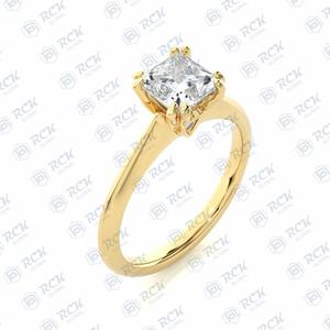 Anillo de moissanita solitario de corte princesa TCW 1,50 para mujer, banda de regalo de aniversario y cumpleaños para el amor - Product Image 5