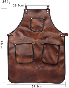 Tablier de barbier en cuir de haute qualité avec service OEM, bretelles croisées, trois poches avant, poignée confortable, couleur et logo personnalisés - Product Image 6