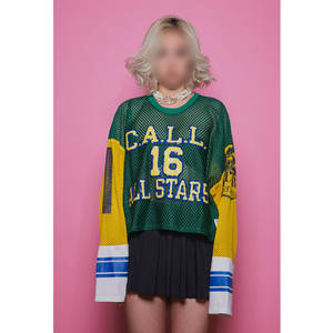 Camiseta de manga larga de malla de algodón con estampado personalizado, jersey de malla para mujer, fabricante OEM - Product Image 1