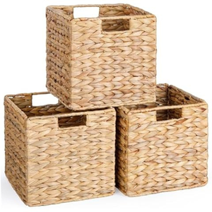 Panier de rangement en jacinthe d'eau naturelle de qualité supérieure, fabriqué pour les fournisseurs de décoration de villas et de stations balnéaires, durable, en provenance du Vietnam - Product Image 5