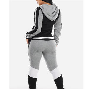 Women's Multi Panel Zipper <b>Hooded</b> Crop <b>Jackets</b> & Track Pants Set Tracksuits Outdoor Sports Fitness Joggers Pants Sweat Suits - Product Image 4