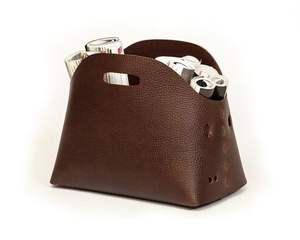 Panier de rangement en cuir avec poignées, organisateur en cuir, panier cadeau pour la salle de sport, le pique-nique, le rangement à domicile, organisation multi-usages, faible coût - Product Image 1