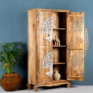 Hand Carved Tree Designs Finish Bedroom <b>Storage</b> <b>Cabinet</b> - Product Image 3