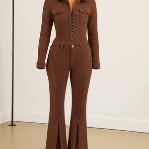 ชุดเซ็ตผู้หญิงสุดหรู เสื้อฮู้ดกำมะหยี่ถักลาย กางเกงขายาวผ้าฟลีซเนื้อนุ่ม ระบายอากาศดี สไตล์สตรีทแวร์ แบรนด์ส่วนตัว - Product Image 3