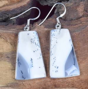 Boucles d'oreilles tendance en argent sterling plaqué or dendrite opale Bijoux élégants faits à la main Cadeau parfait pour son mariage Noël - Product Image 2