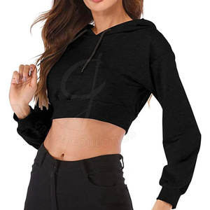 Sudaderas con Capucha Cortas para Mujer, Último Estilo, con Logotipo Personalizado en la Parte Delantera, 100% Algodón - Product Image 4