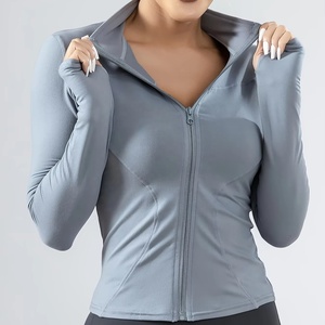 Veste de yoga légère pour femme, respirante, zippée, pour entraînement, course à pied, fitness, gym, avec trous pour les pouces - Product Image 1