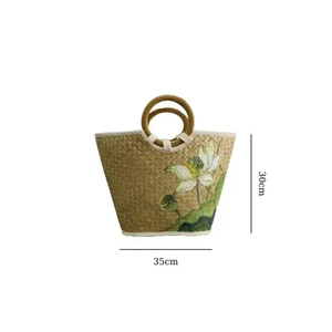 กระเป๋าชายหาดฟาง Boho - กระเป๋าฟางฟาง Raffia ฤดูร้อน - กระเป๋าถือหญ้าทะเลขายส่งขายร้อนจากเวียดนาม MHBG5 - Product Image 1