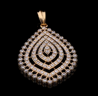 Colgante y Dijes de Lujo con Diamantes Redondos de Corte Brillante de 14K, Certificados por IGI, a la Moda